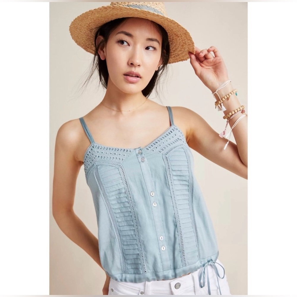 NWT Anthropologie Tiny Natasha Light Blue Tie Tank Top, Size XS